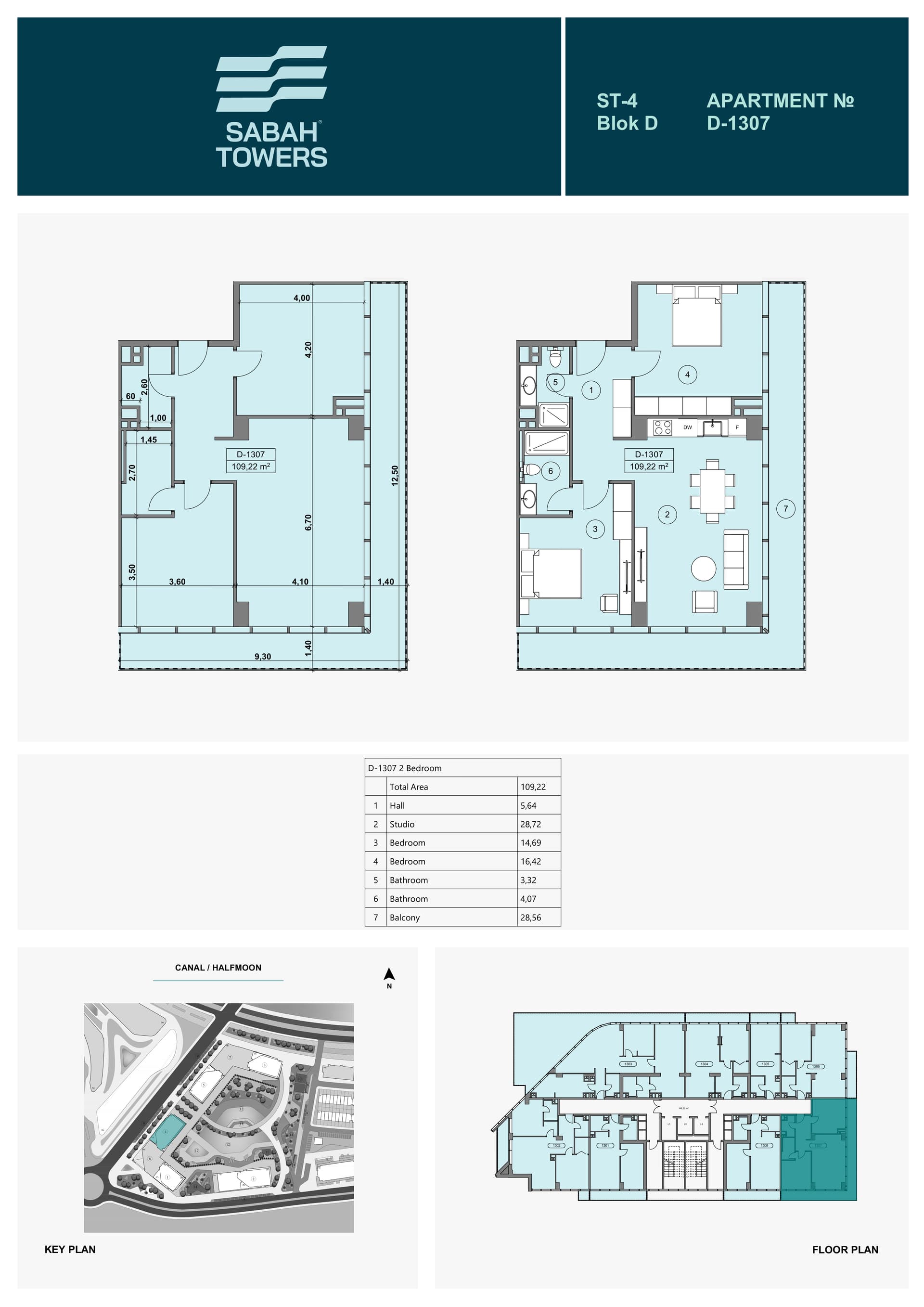 Wohnung mit 2 Schlafzimmern in Sabah Towers, Sea Breeze, Baku – 109,22 m²