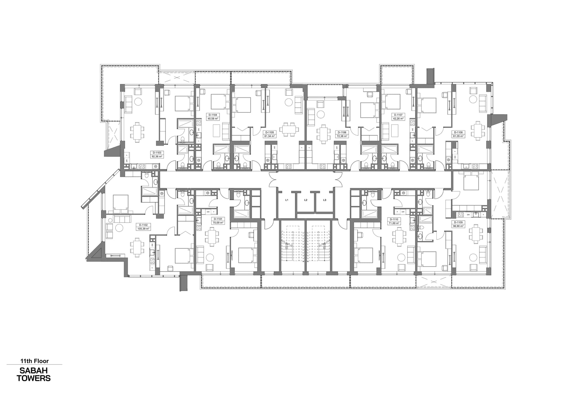 Studio in Sabah Towers, Sea Breeze, Baku – 42,26 m²
