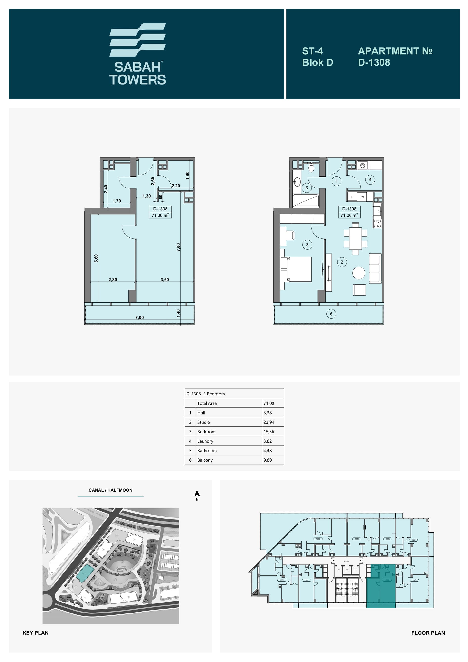 Wohnung mit 1 Schlafzimmer in Sabah Towers, Sea Breeze, Baku – 71 m²