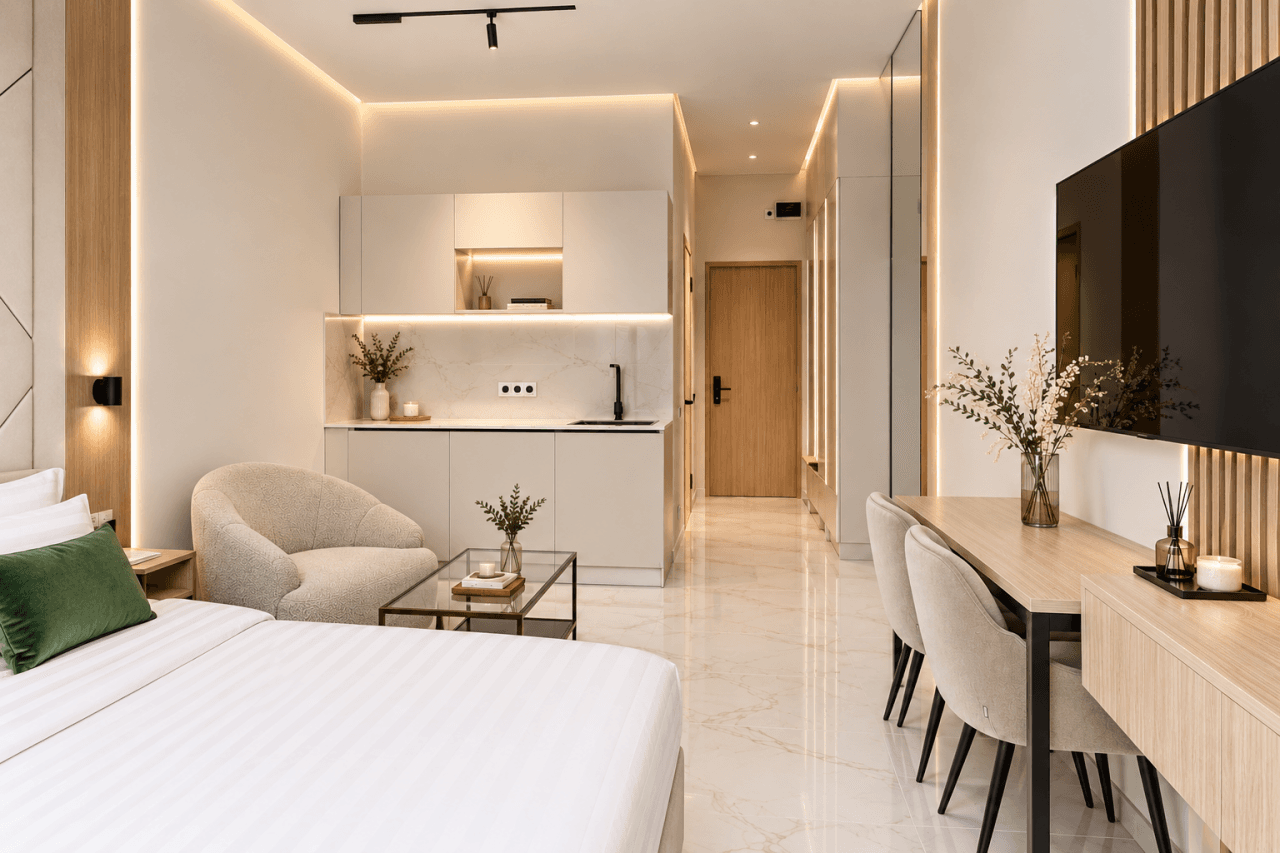 Ən yaxşı yerdə və inkişaf etmiş infrastruktura malik mənzil, studio, 28,4 m²
