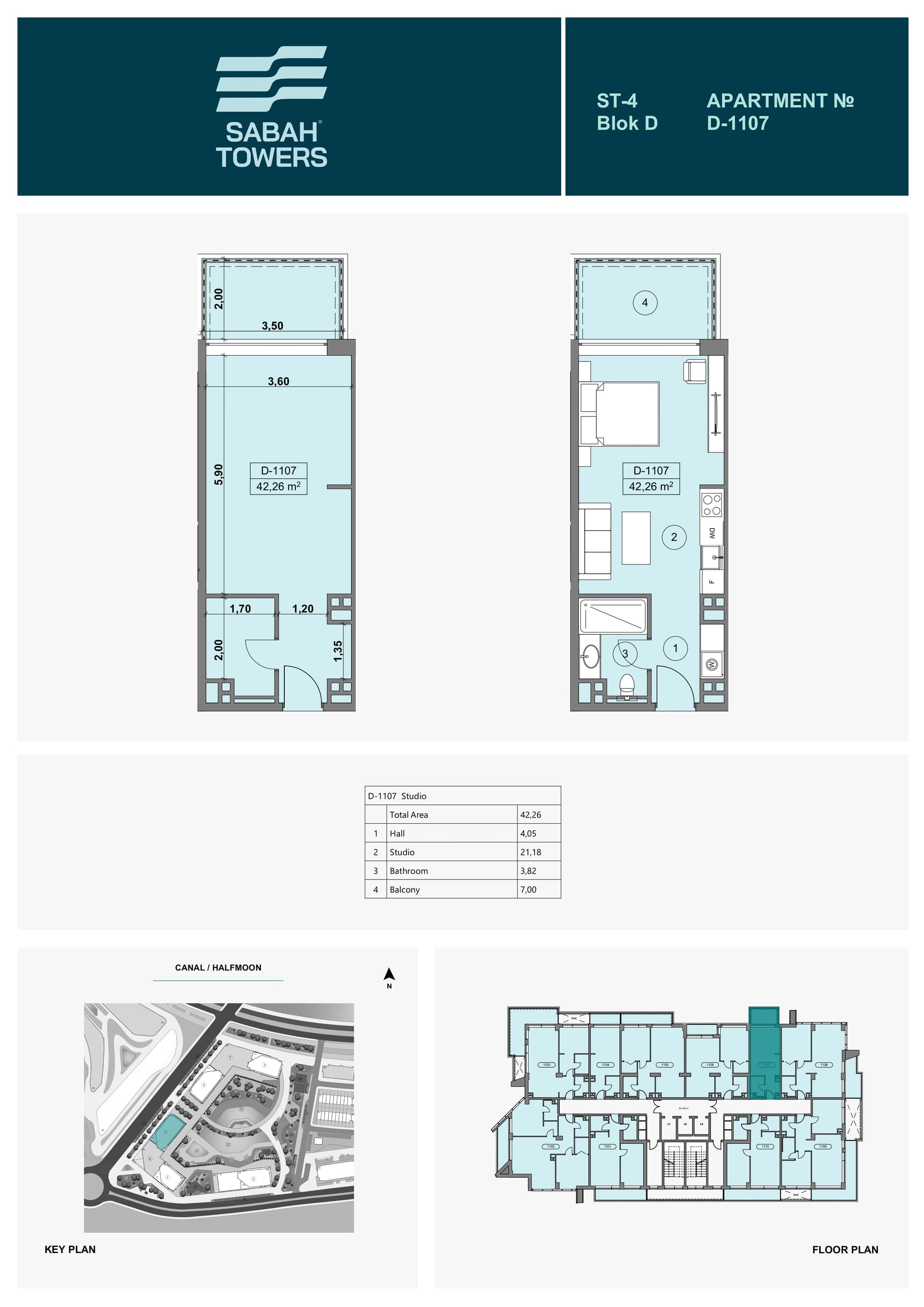 Studio in Sabah Towers, Sea Breeze, Baku – 42,26 m²