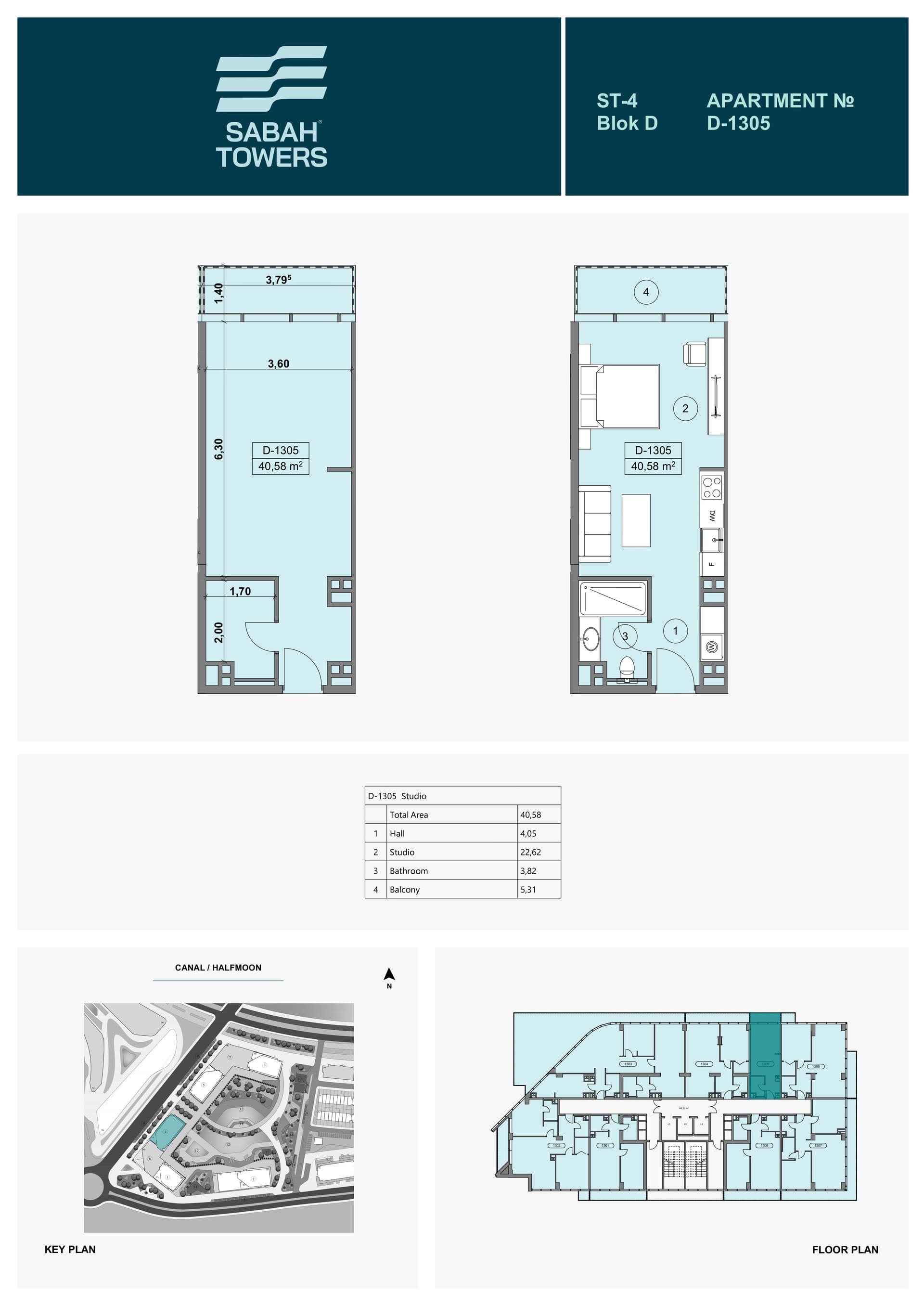 Studio in Sabah Towers, Sea Breeze, Baku – 40,58 m²
