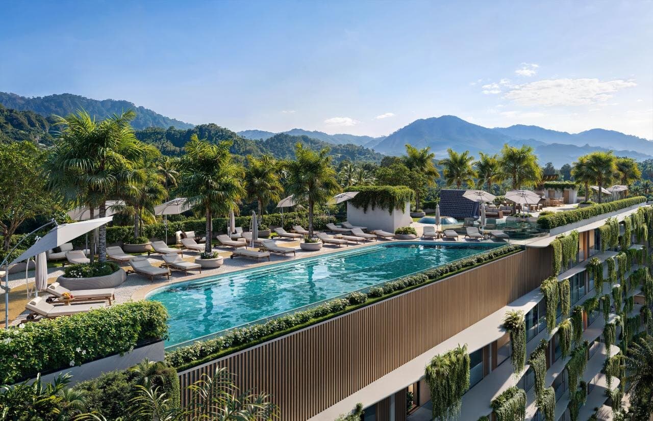 Apartamento entre jardins tropicais em Bang Tao, 2 quartos, 45 m²
