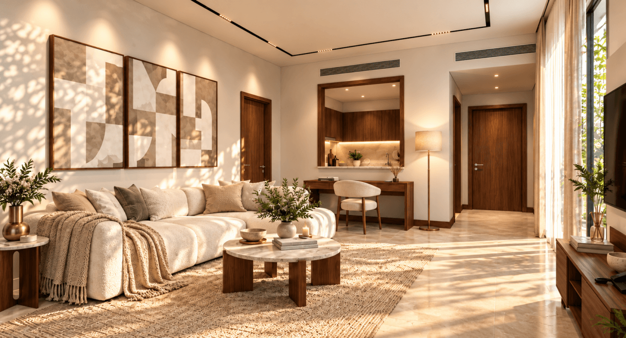 Готовые апартаменты Trace Park с балконами и террасами в Jumeirah Village Circle, 2 BR, 80 m²